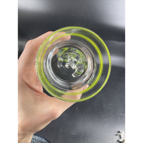 MCM Corelle Corning Coordinates Green Stripes Rocks Whiskey Glass Set 4 - Picture 3 of 5